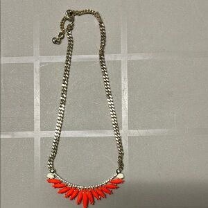 New Gold tone Coral Bib Fan Necklace